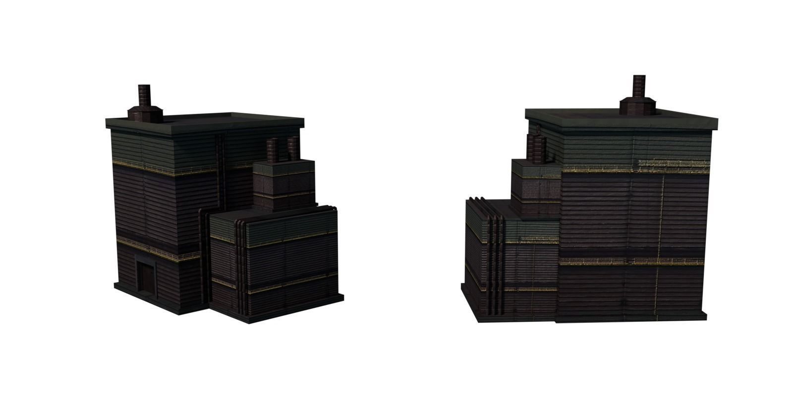 Industrial Chemical Buildings Pack Sci Fi Game Ready Scene Prop Low-poly 3D model_6