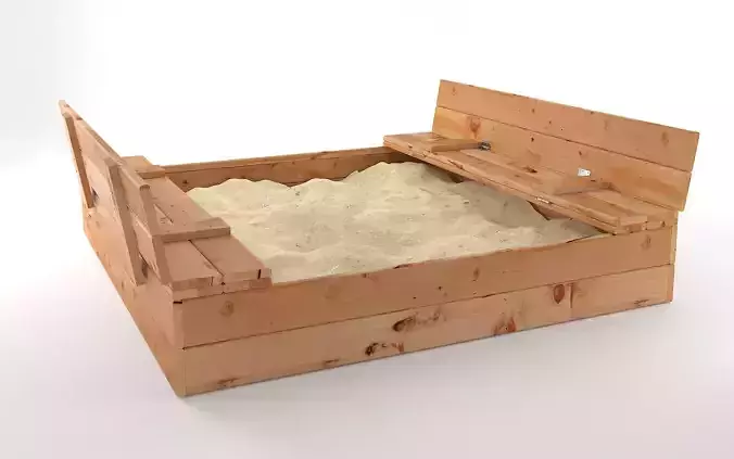 Wooden sandbox with open top 3D model