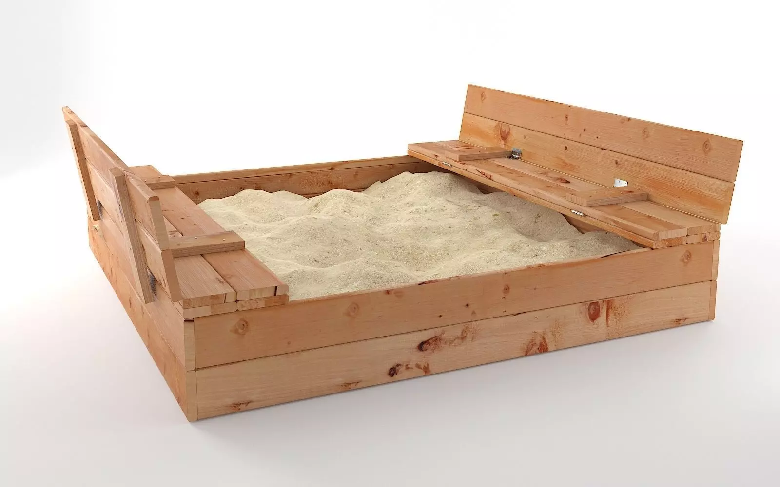 Wooden sandbox with open top 3D model_0