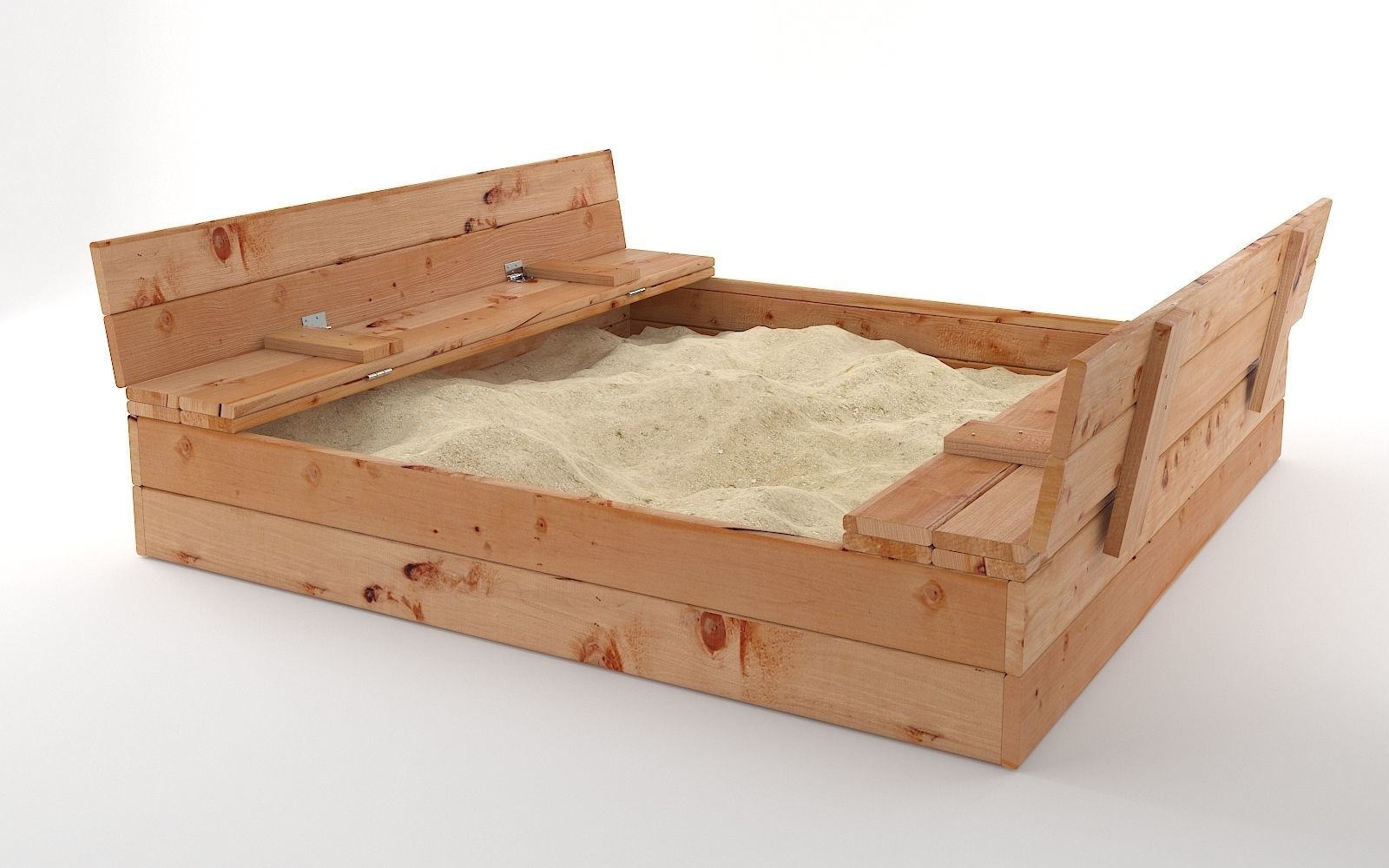 Wooden sandbox with open top 3D model_1