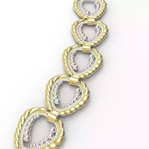 necklace three gold and silver bracelets 3D print model
