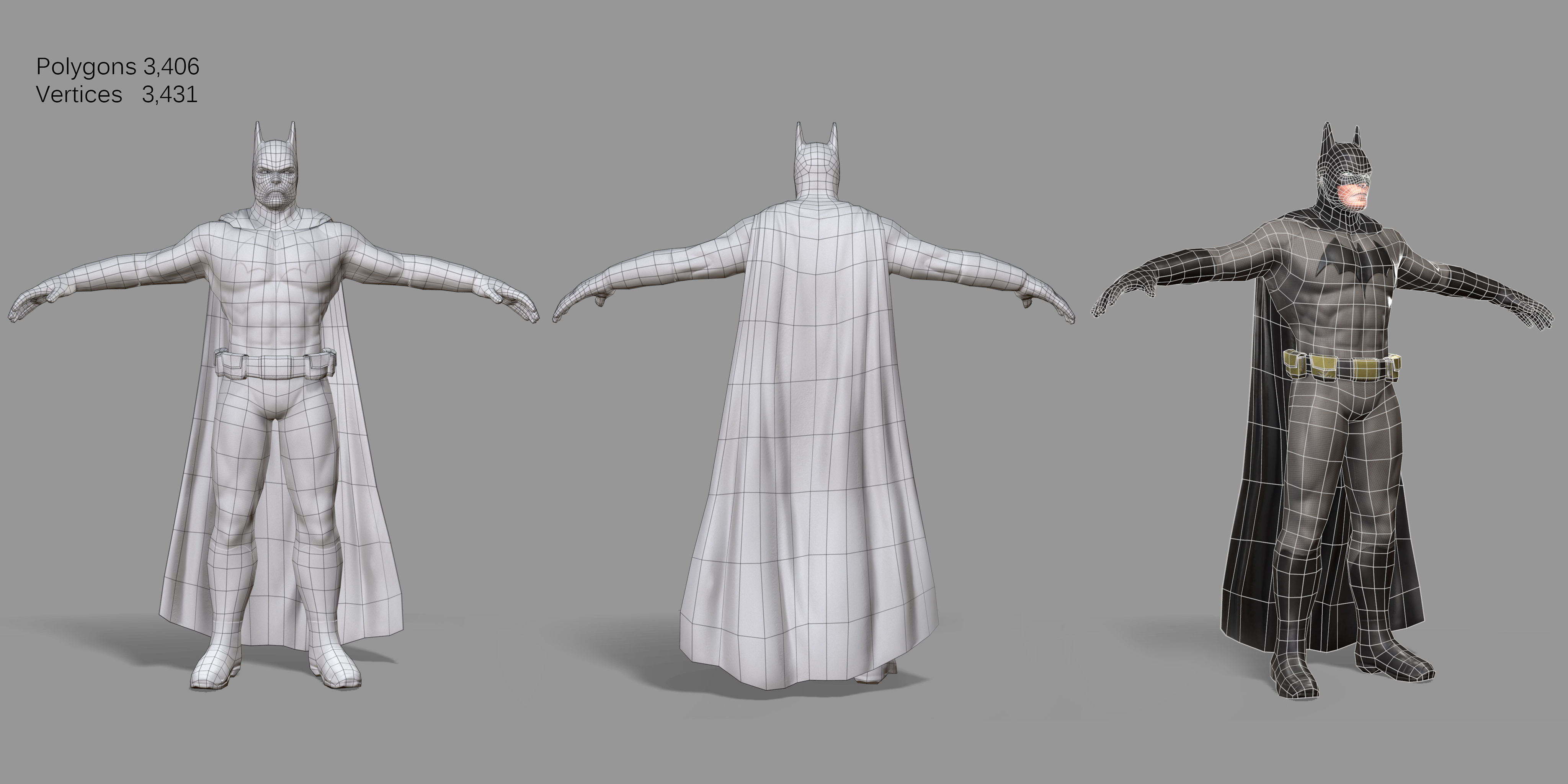 Batman Superhero Low-poly 3D model_30