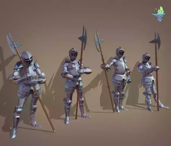 Gosthly Armor with Halberd 4 poses