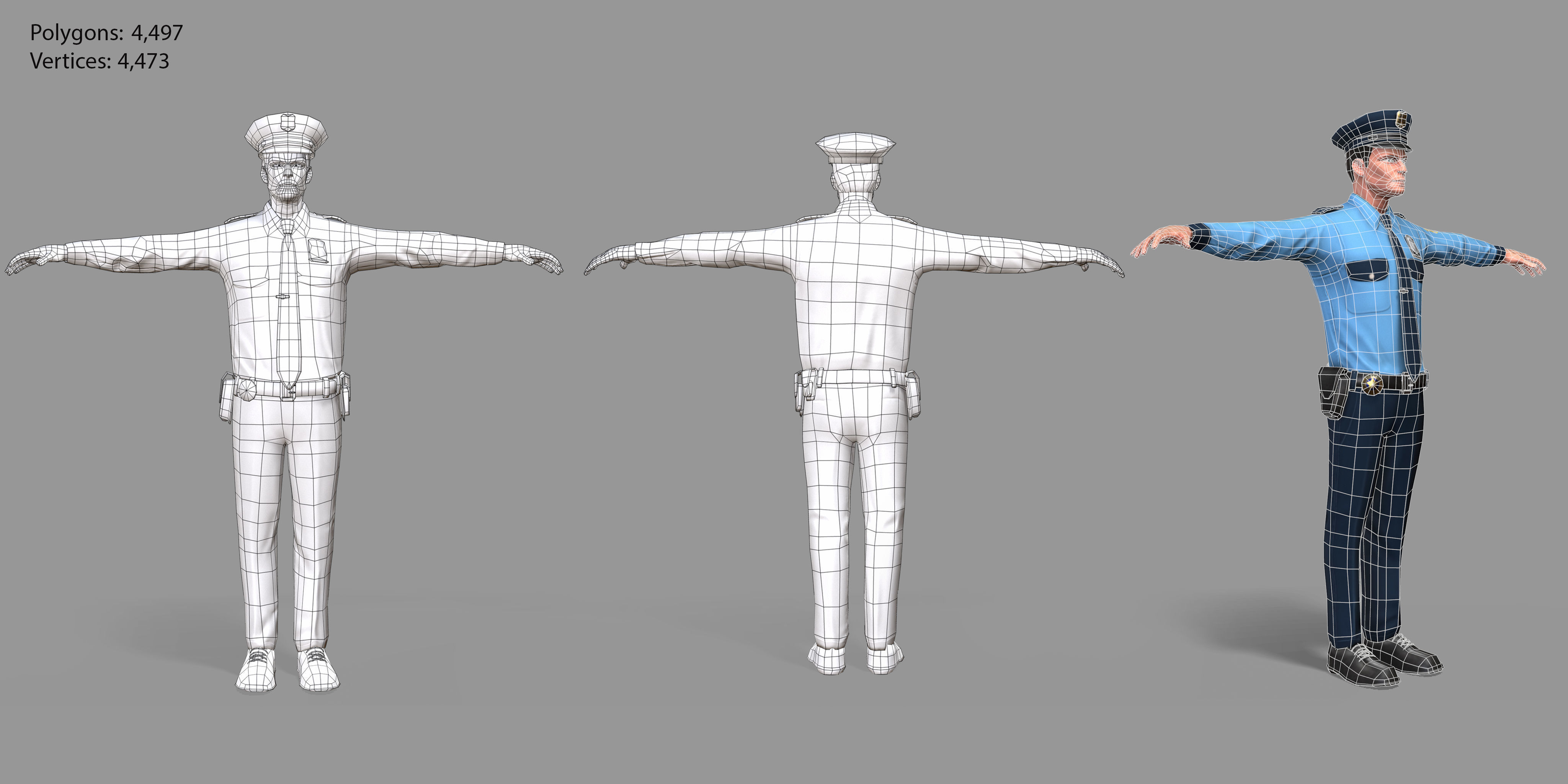 Policeman Low-poly 3D model_29