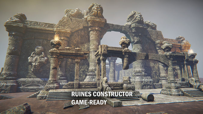 Ruins constructor Low-poly 3D model