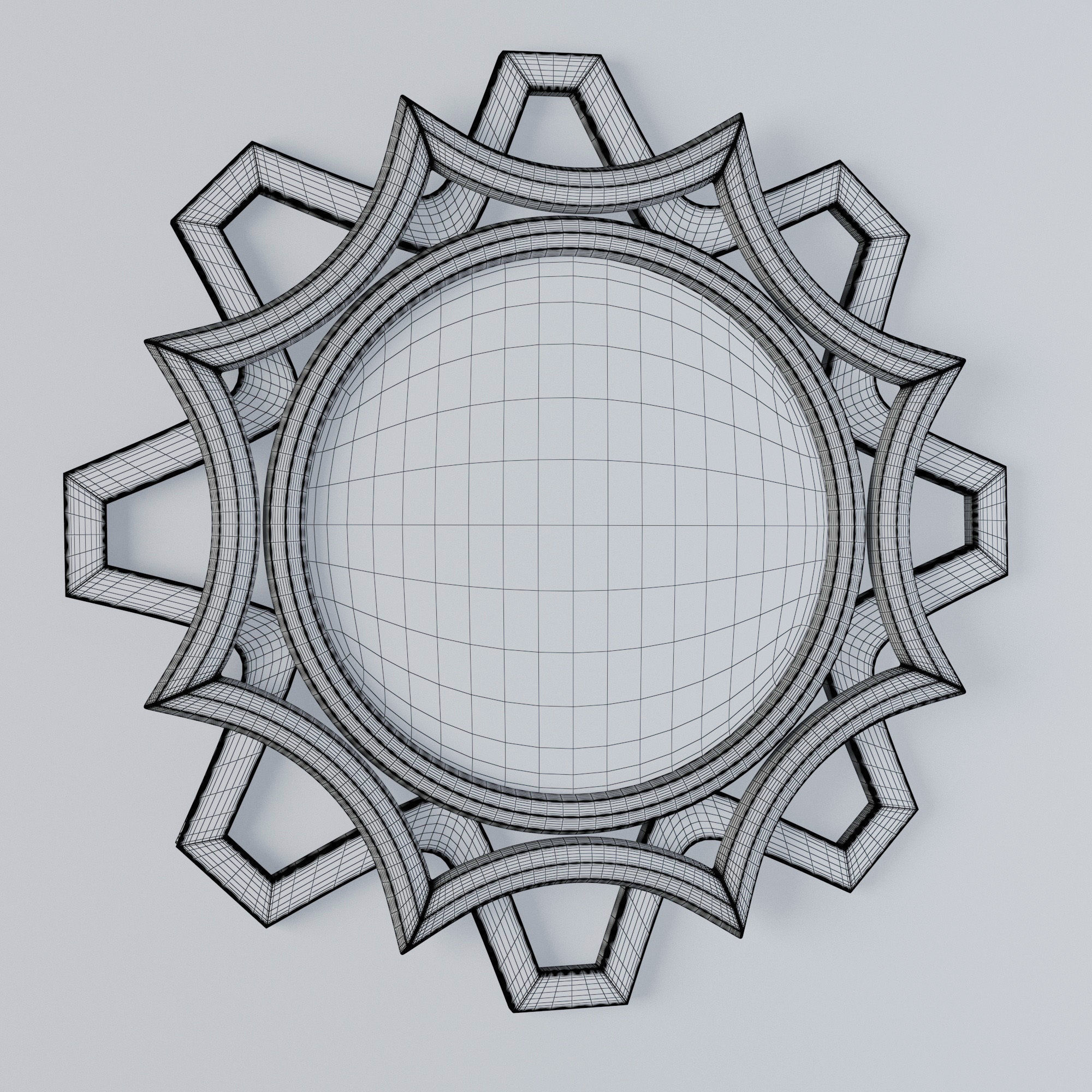 Ornamental Curvy Mirror  3D model_4