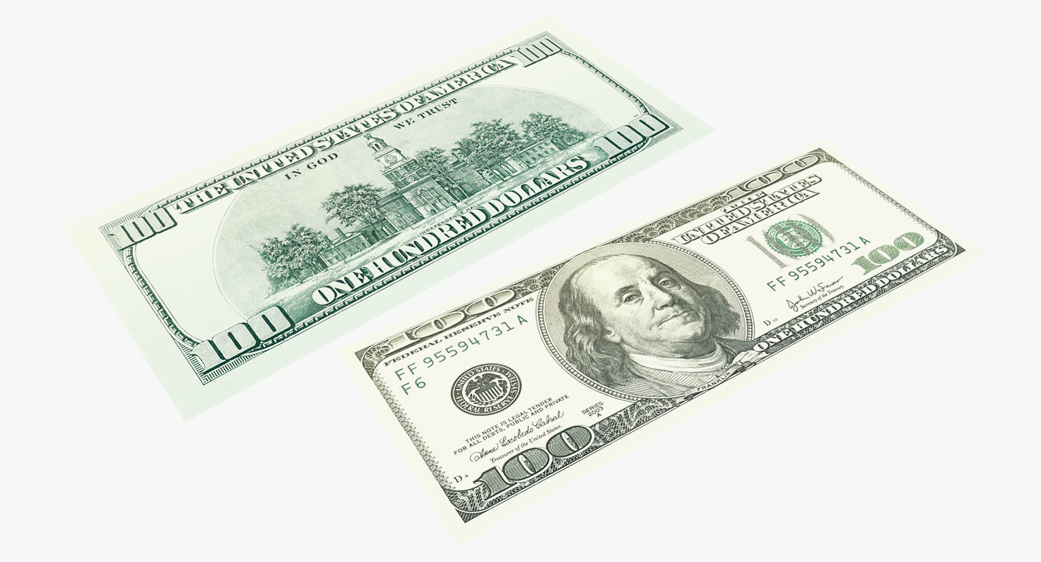 Bank Collection - 100 Dollar Bill Pack 3D model_5