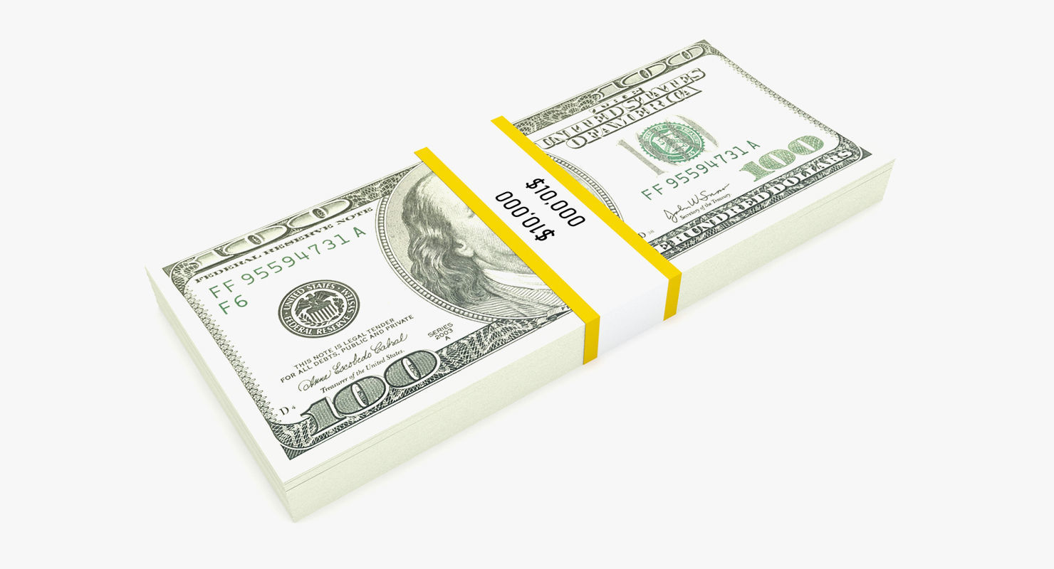 Bank Collection - 100 Dollar Bill Pack 3D model_3