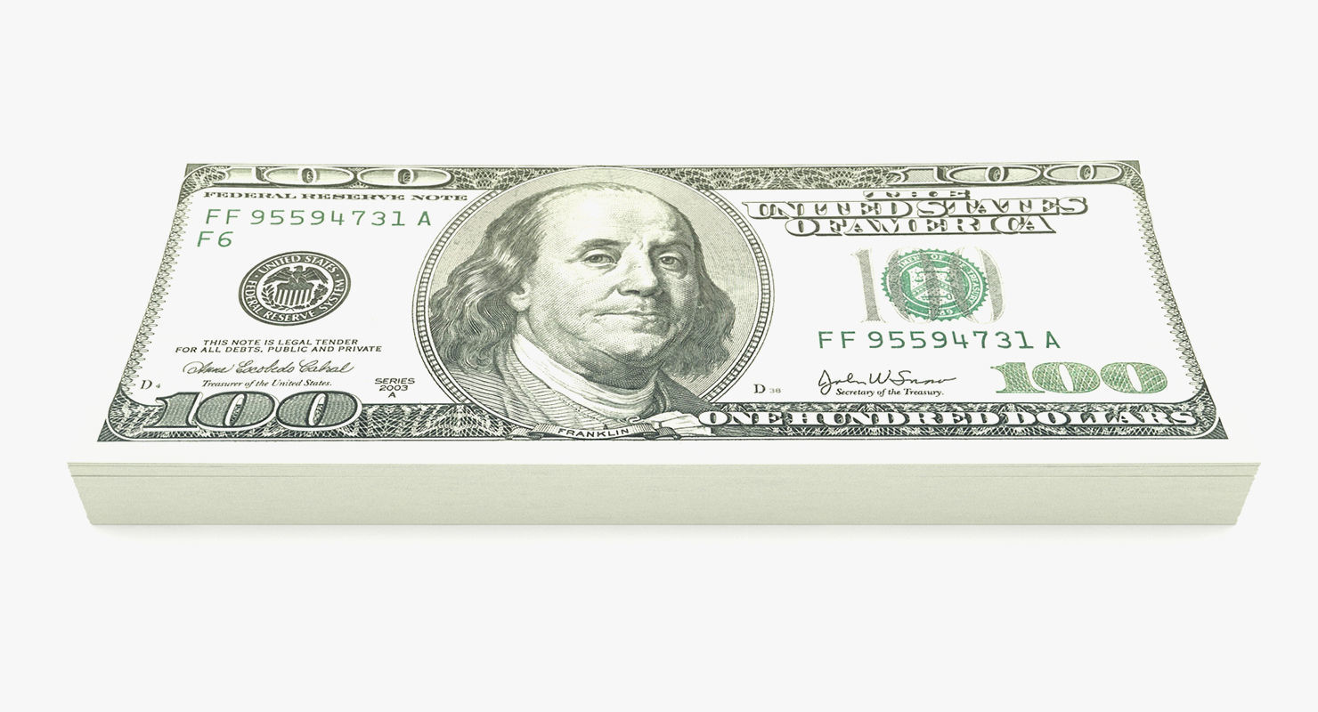 Bank Collection - 100 Dollar Bill Pack 3D model_1