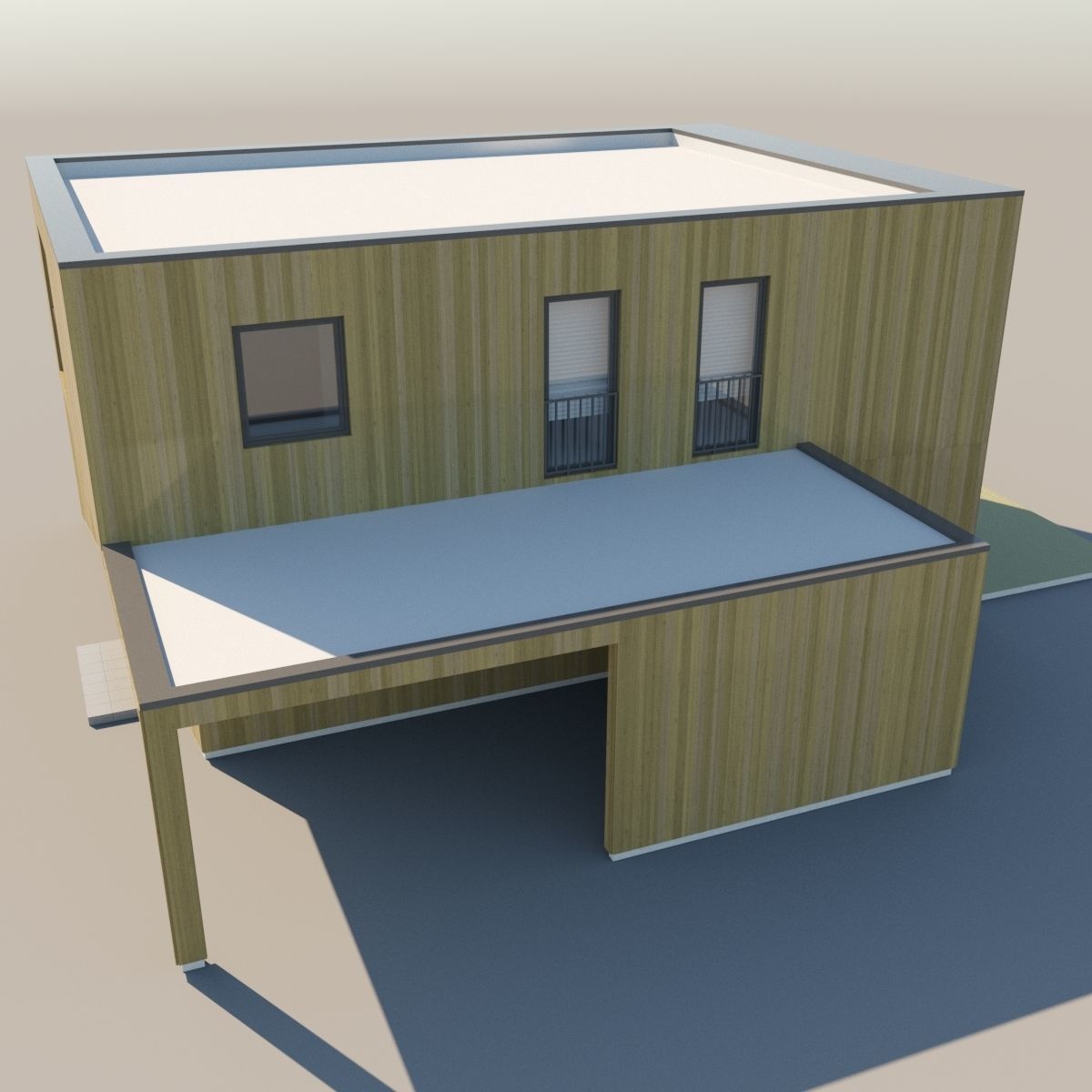 Modern Suburban house for backgrounds 3D model_7