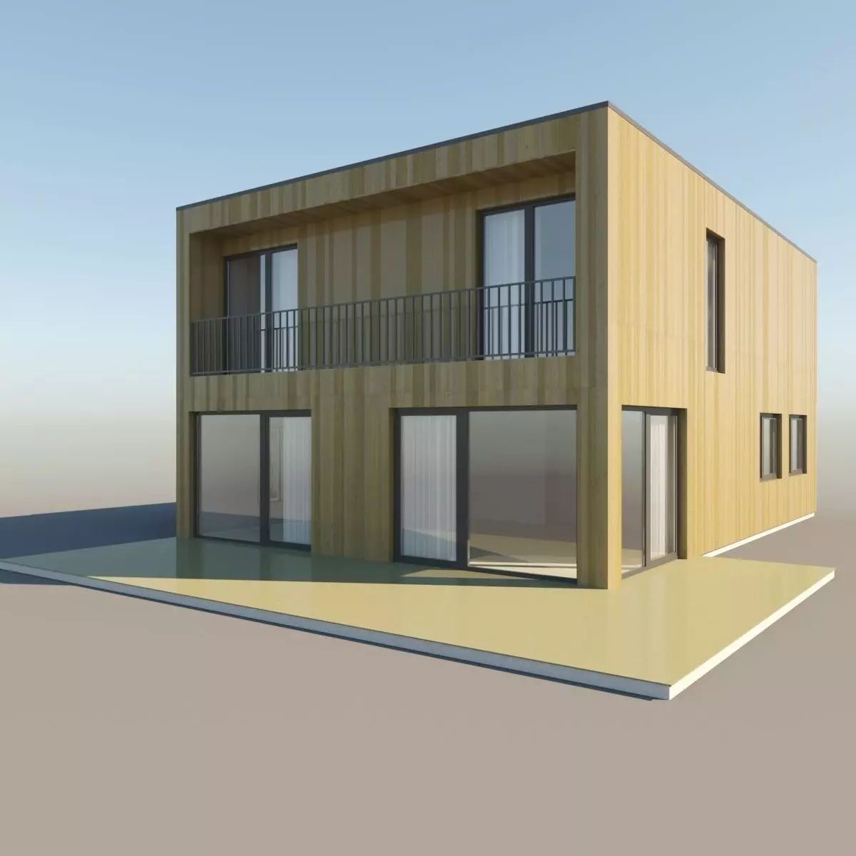 Modern Suburban house for backgrounds 3D model_0