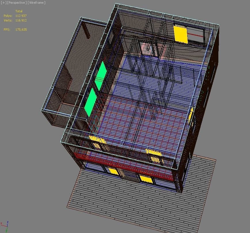 Modern Suburban house for backgrounds 3D model_6