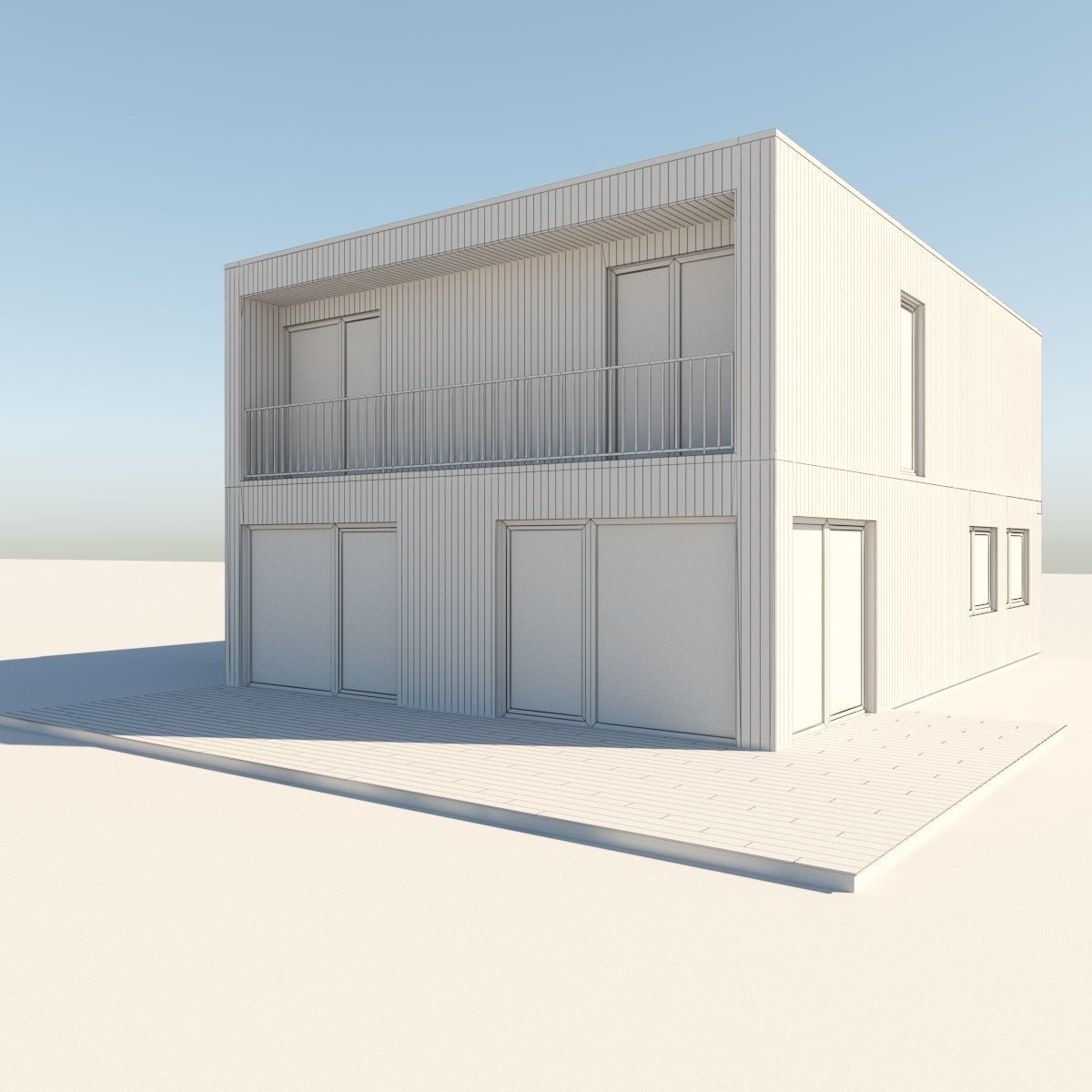 Modern Suburban house for backgrounds 3D model_1