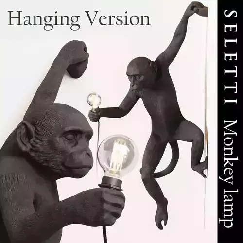 The Monkey Lamp Hanging Left Version  Low and High poly Low-poly 3D model