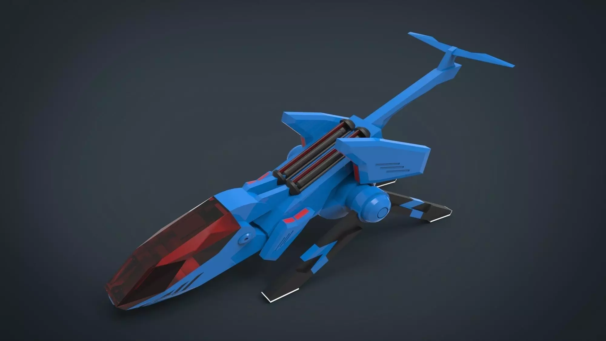 Manta SpaceShip Low-poly 3D model