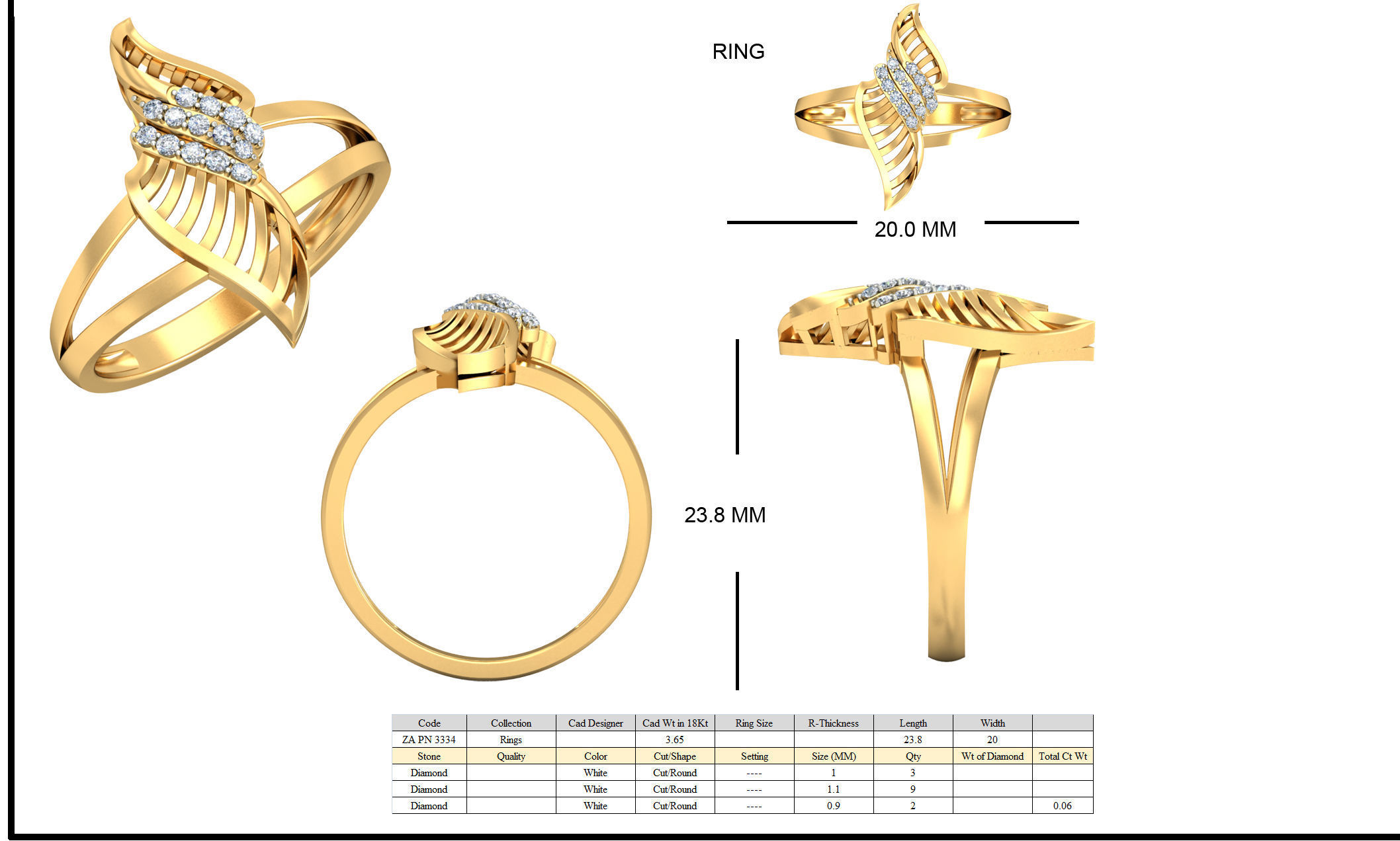 Golden Ear Studs With Diamonds 1 3D print model_2