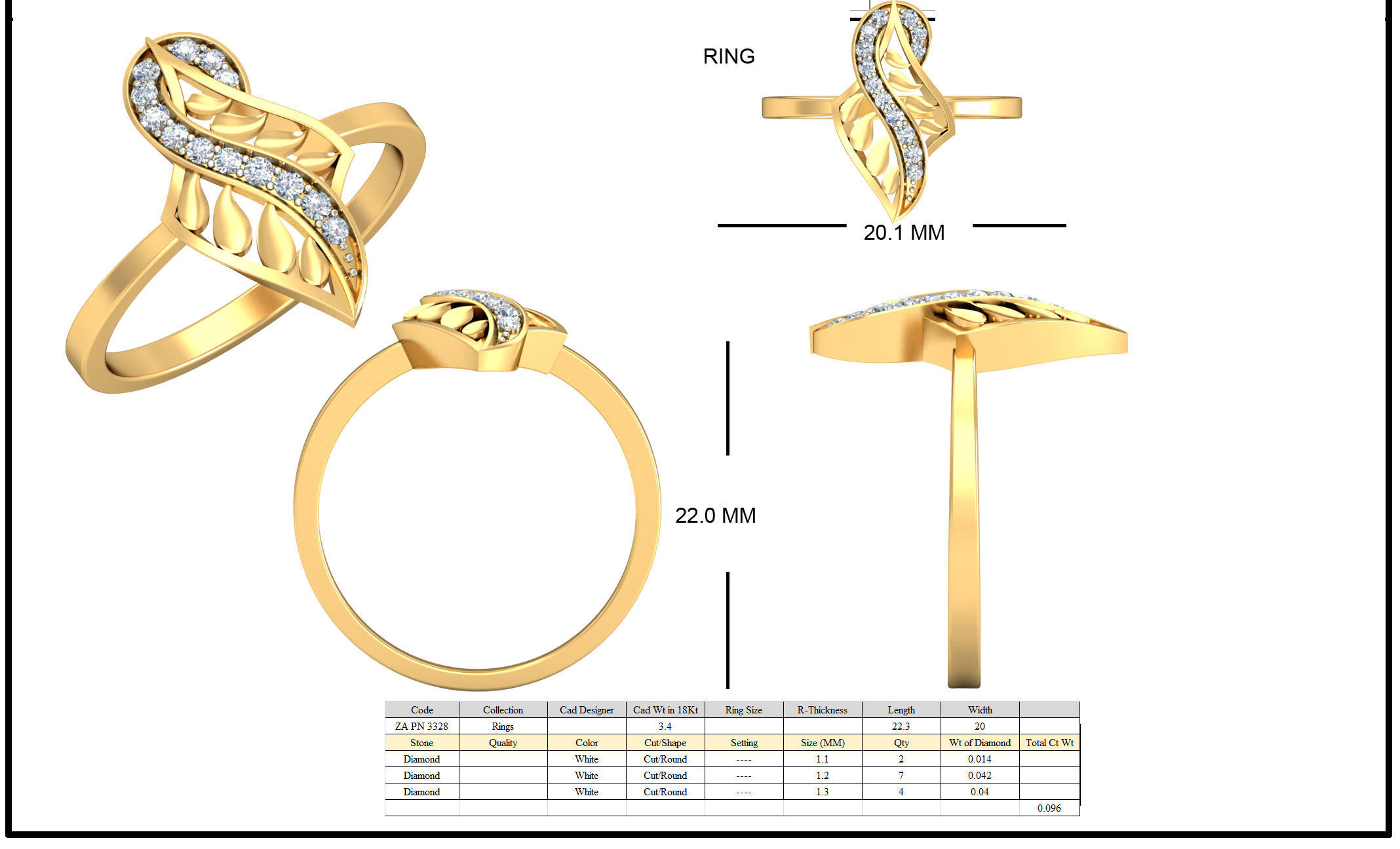 Golden Ear Studs With Diamonds 2 3D print model_2