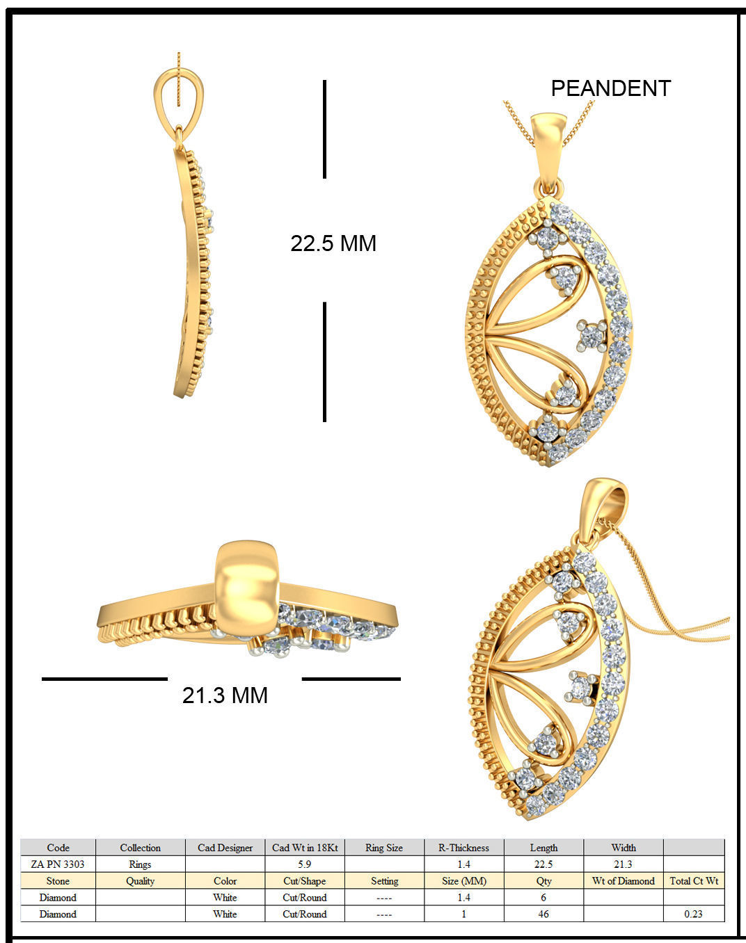 Floral Design Ear Studs With Diamond 1 3D print model_1