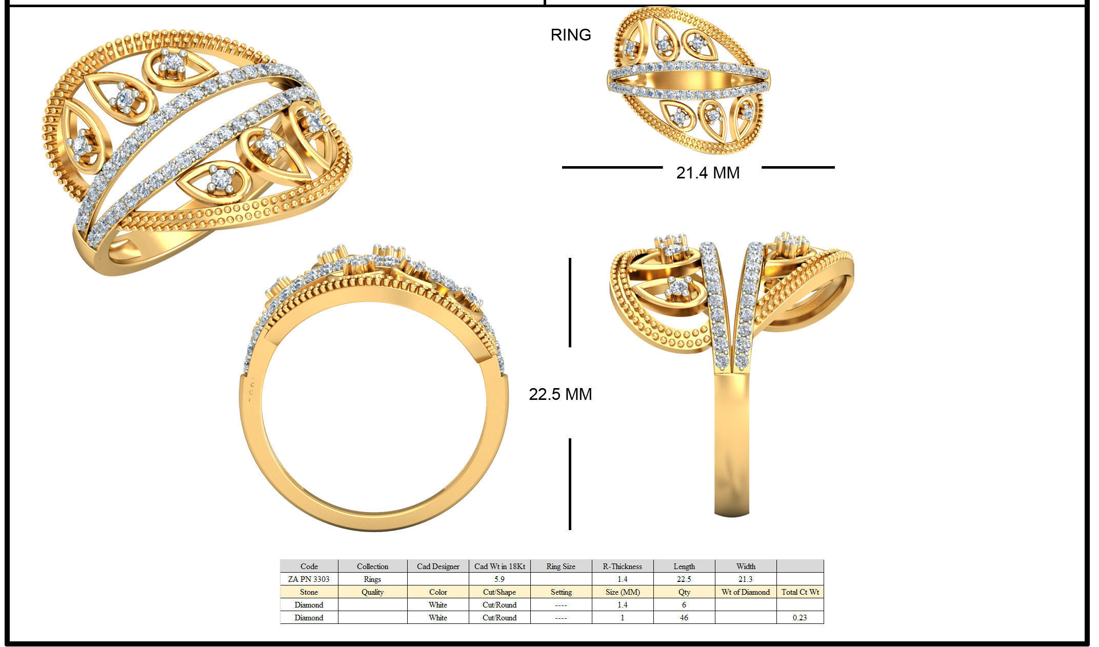 Floral Design Ear Studs With Diamond 1 3D print model_2