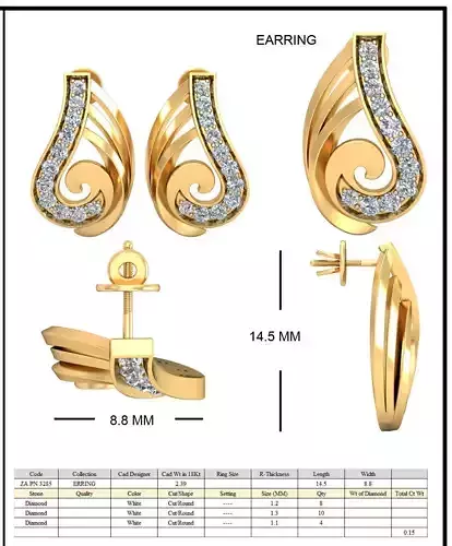 Golden Earrings With Diamonds 6