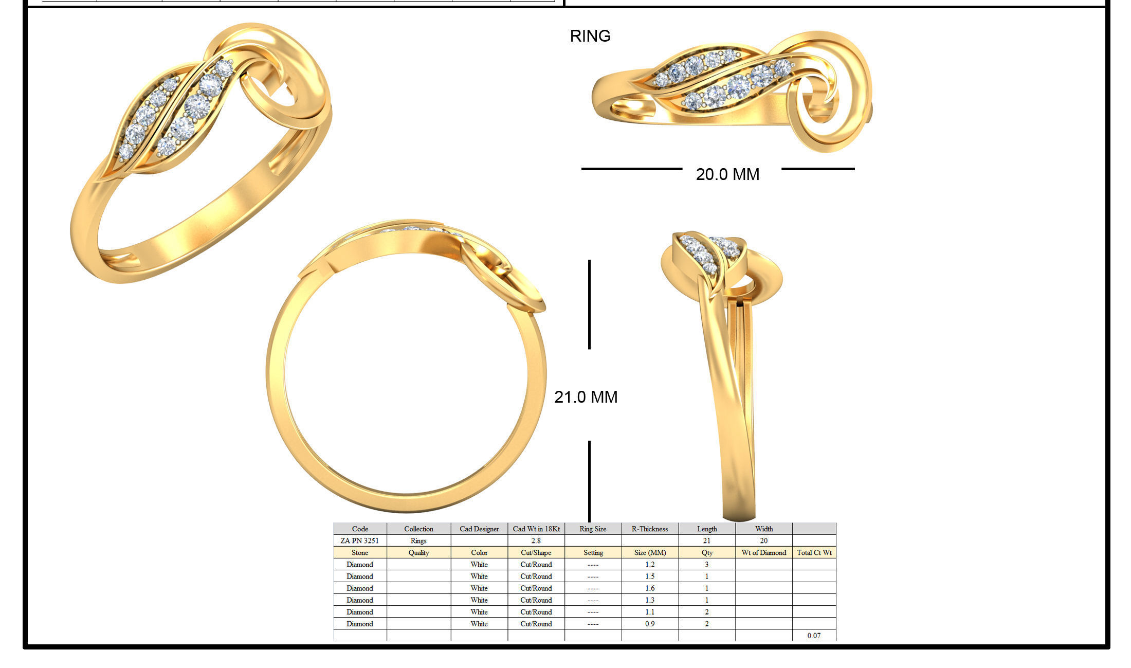 Spiral Ear Studs With Diamonds 3D print model_2