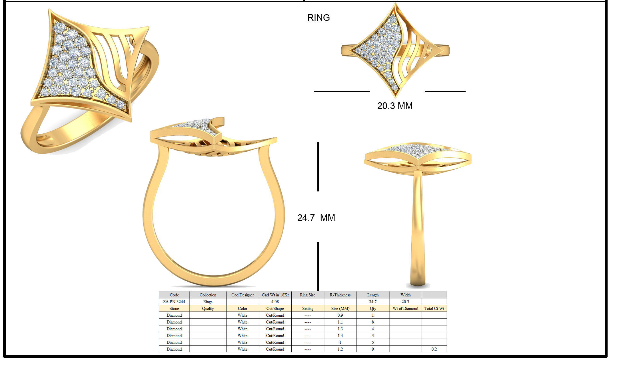 Square Ear Studs With Diamonds 3D print model_2
