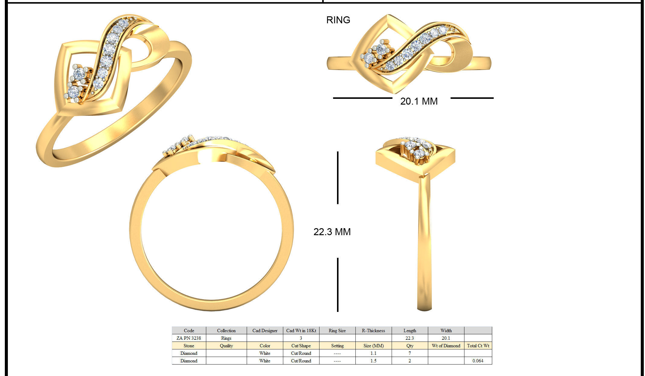 Rhombus Shaped Ear Studs With Diamond 1 3D print model_2