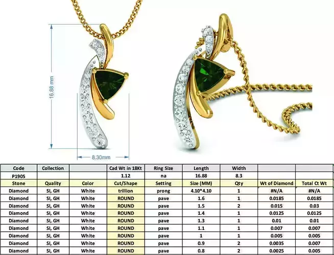 Gold Color Pendant With Emerald 1