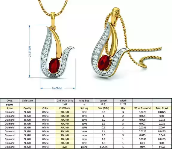 Gold Color Pendant With Ruby 2