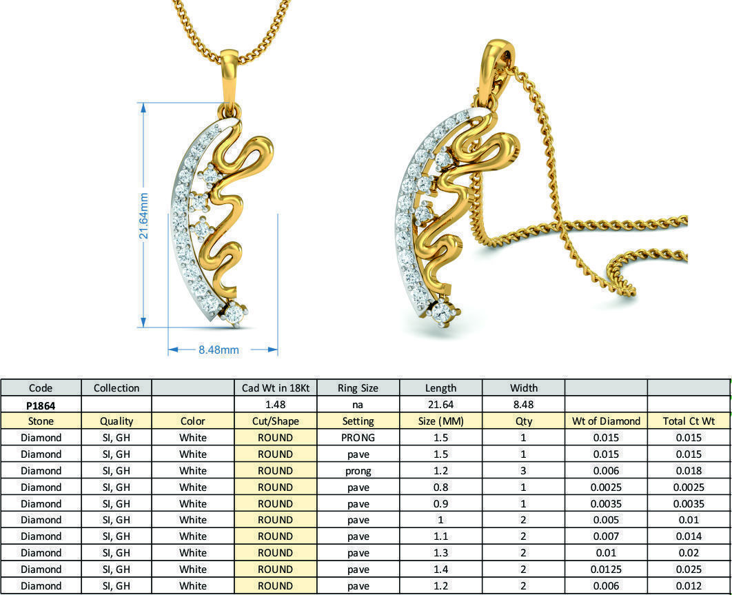 Golden Pendant With Diamonds 15 3D print model
