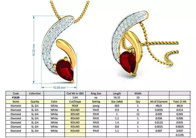 Golden Pendant With Ruby 5