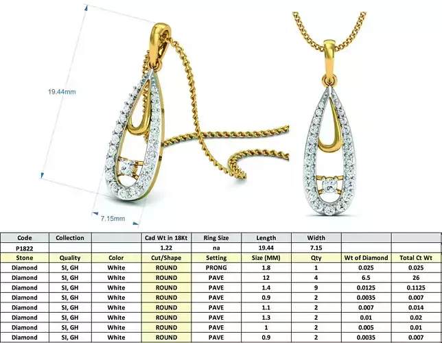 Drop Shaped Pendant With Diamonds 2