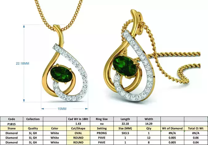 Golden Pendant With Emerald 3