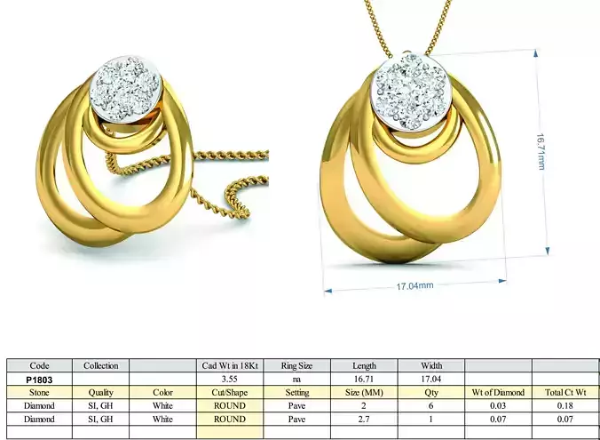 Golden Oval Shaped Pendant With Diamonds 1