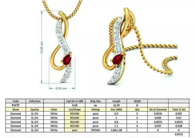 Golden Pendant With Ruby 10