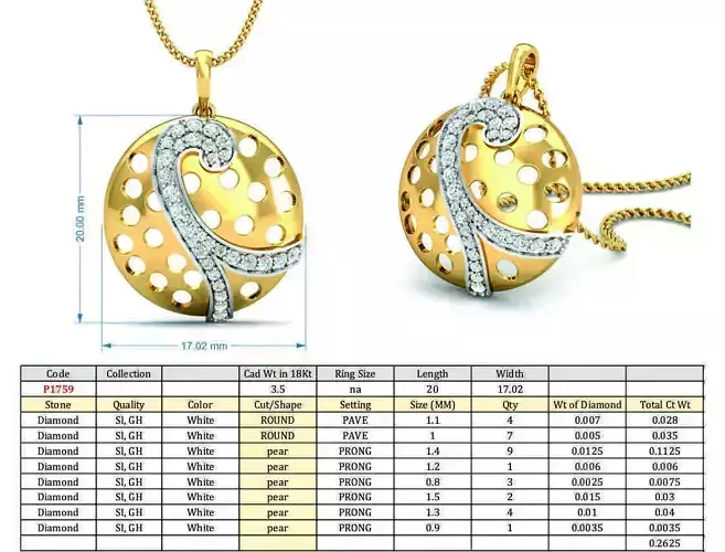 Golden Round Pendant With Diamonds 1