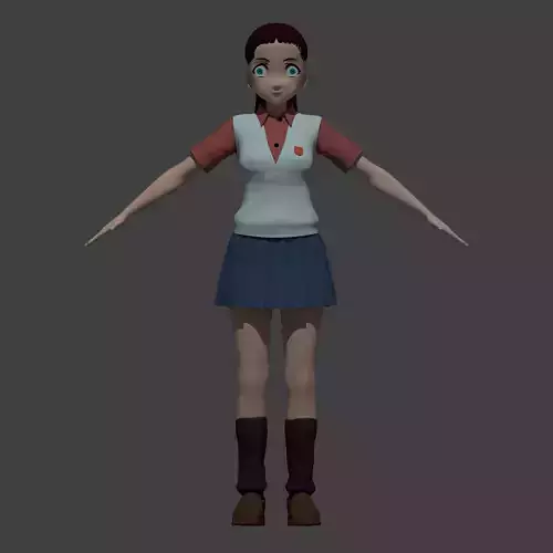 Anime School Girl 3D Model by iammdshanto