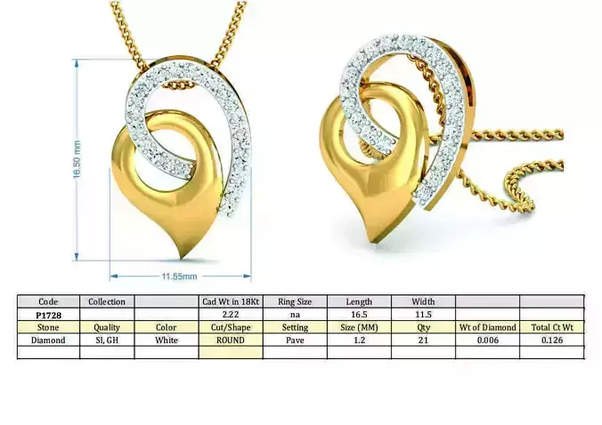 Golden Spiral Pendant With Diamonds 2