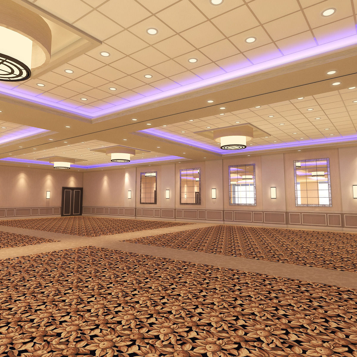 Hotel Ballroom 3D model_3