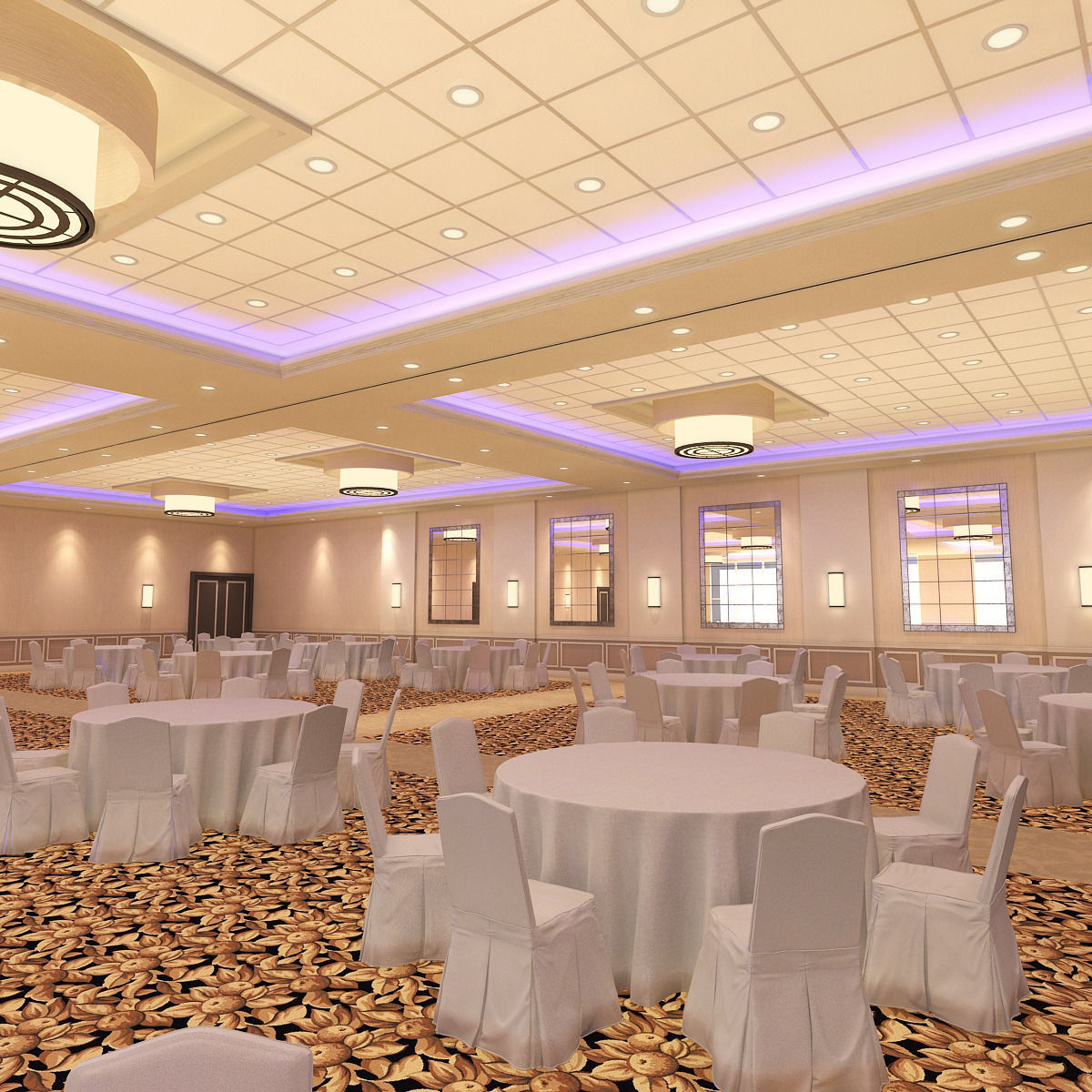 Hotel Ballroom 3D model_2