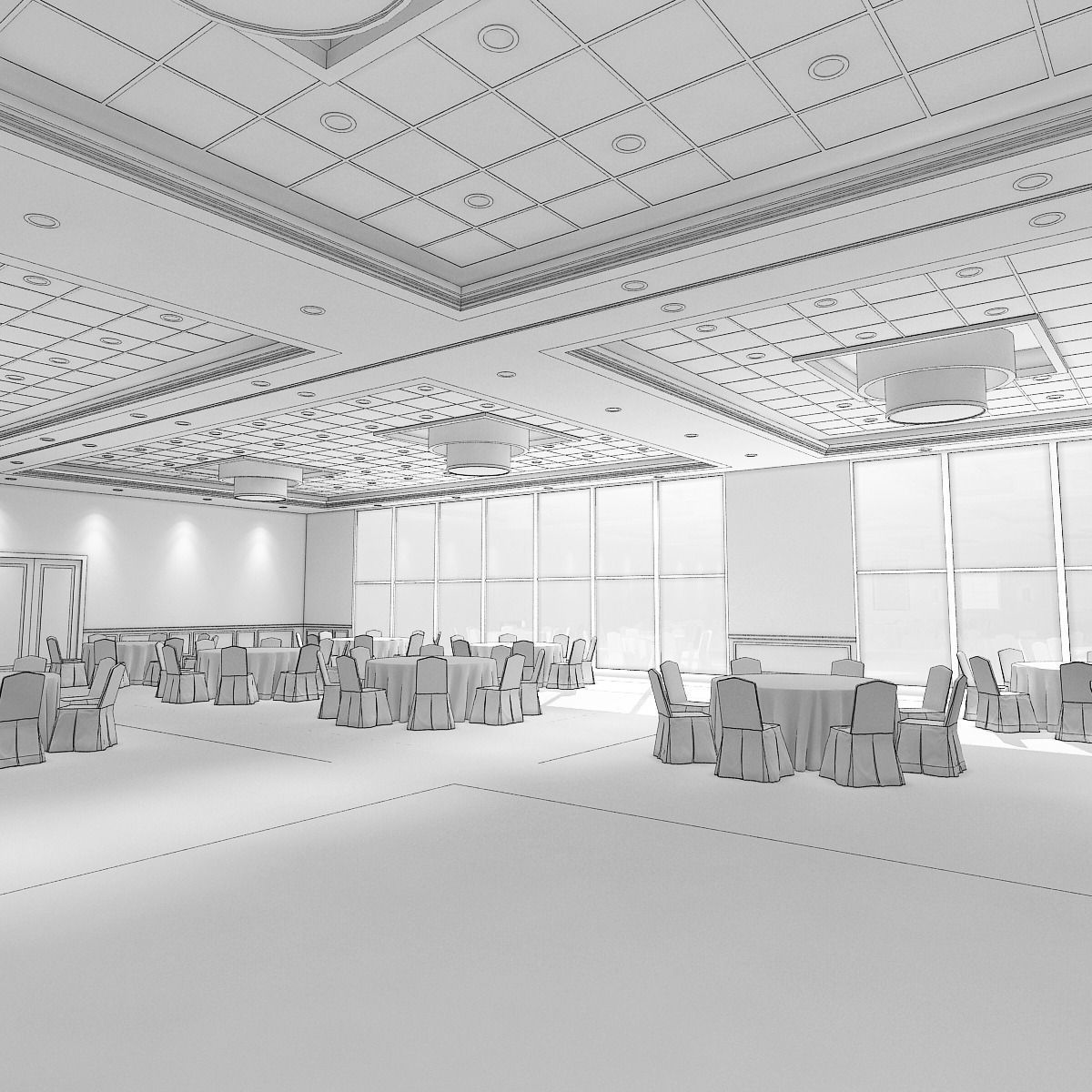 Hotel Ballroom 3D model_8