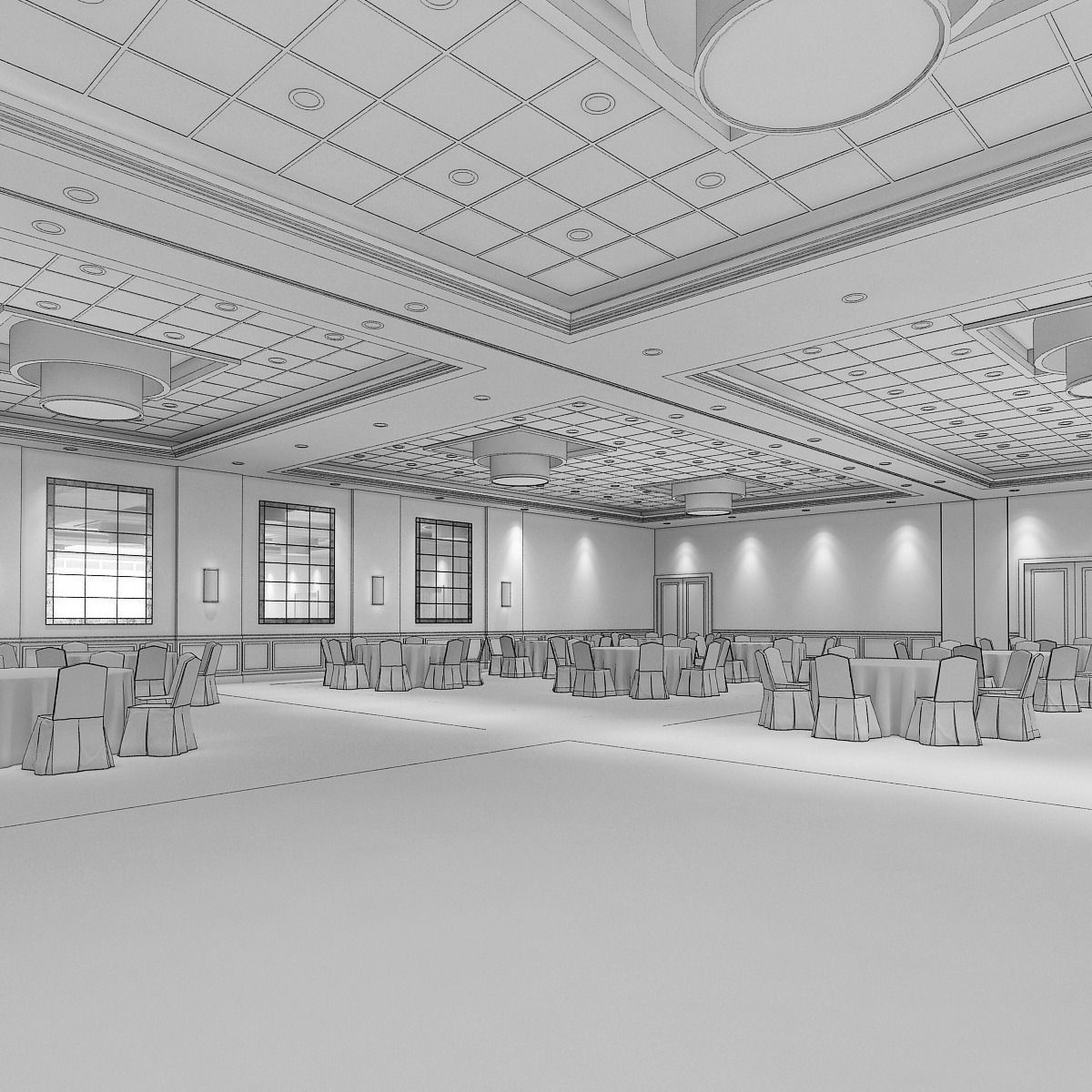 Hotel Ballroom 3D model_4