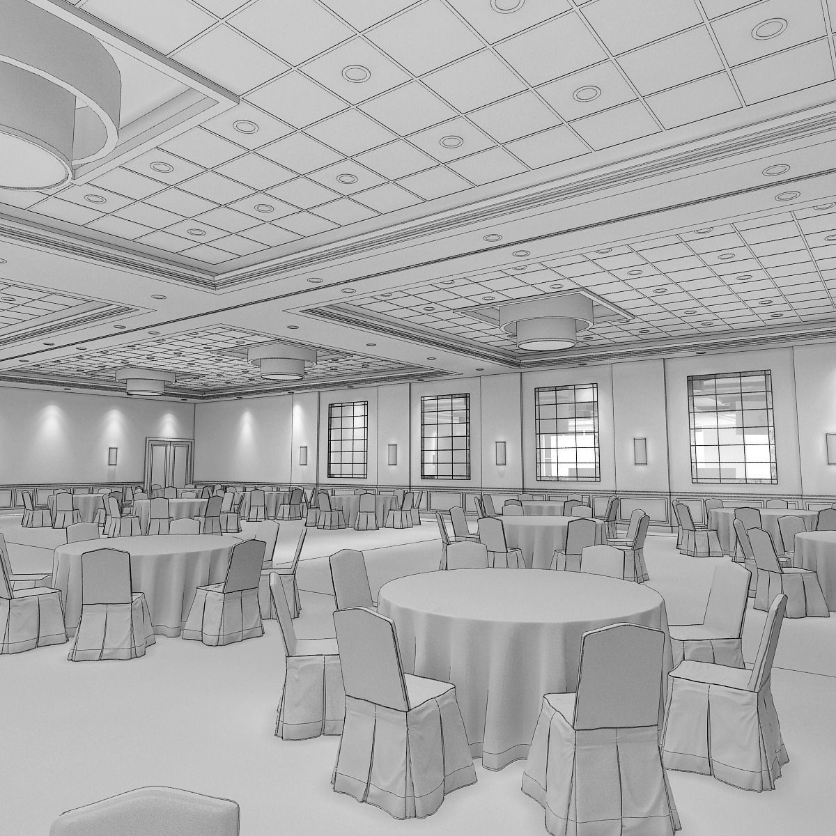Hotel Ballroom 3D model_6