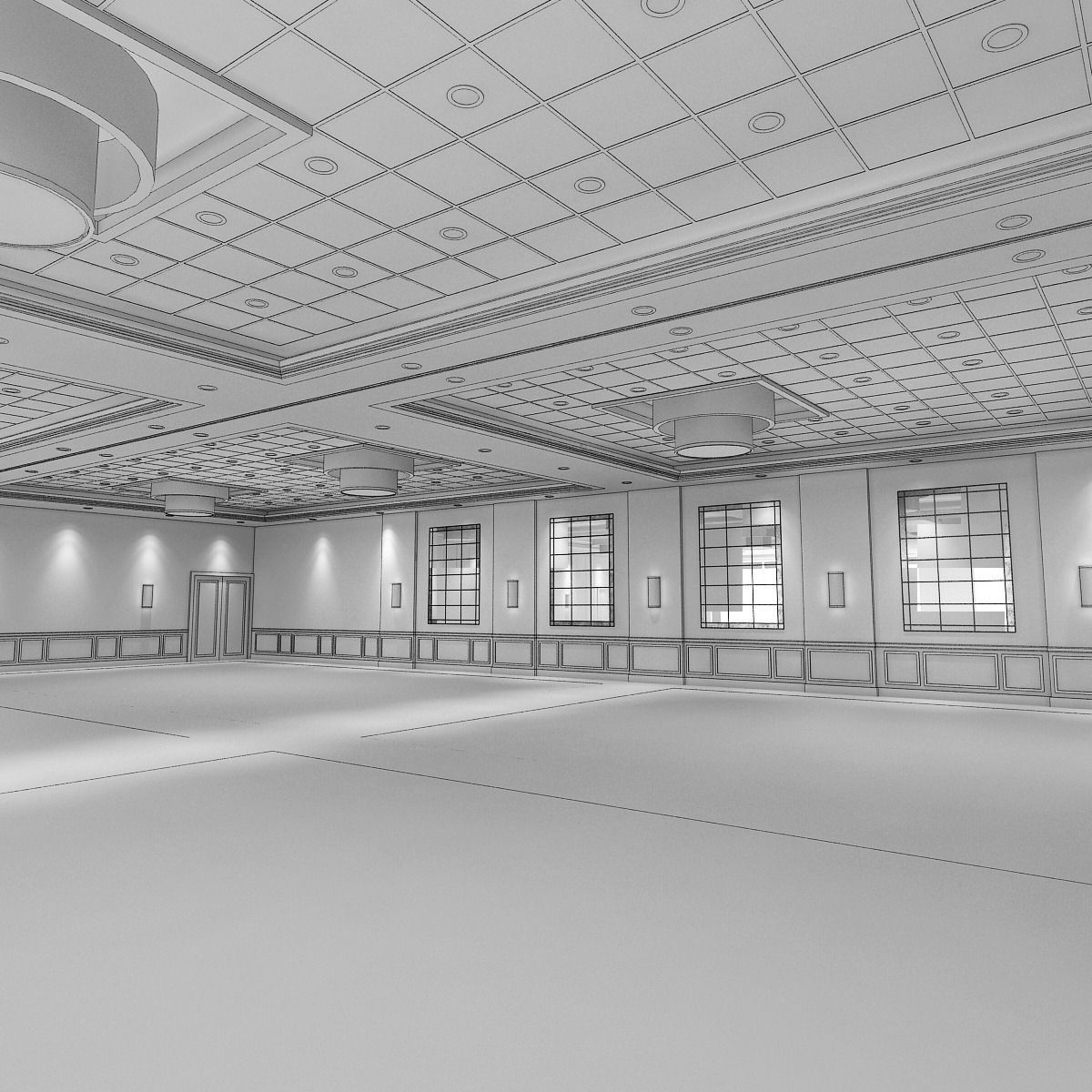 Hotel Ballroom 3D model_7