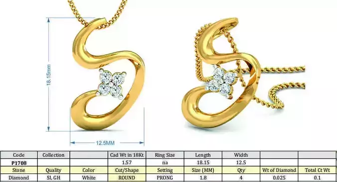 Spiral Golden Pendant With Diamonds 6