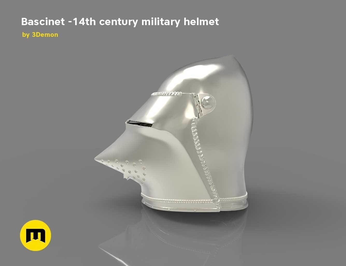 Bascinet -14th century military helmet 3D print model_1