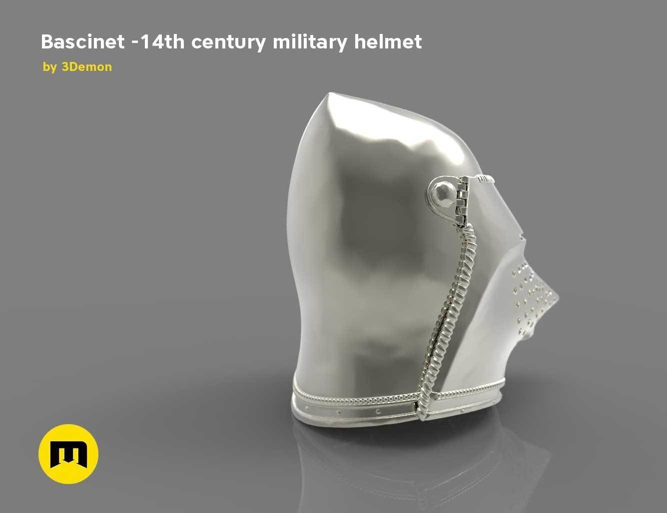Bascinet -14th century military helmet 3D print model_5
