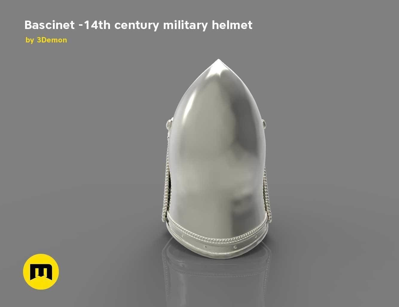 Bascinet -14th century military helmet 3D print model_7