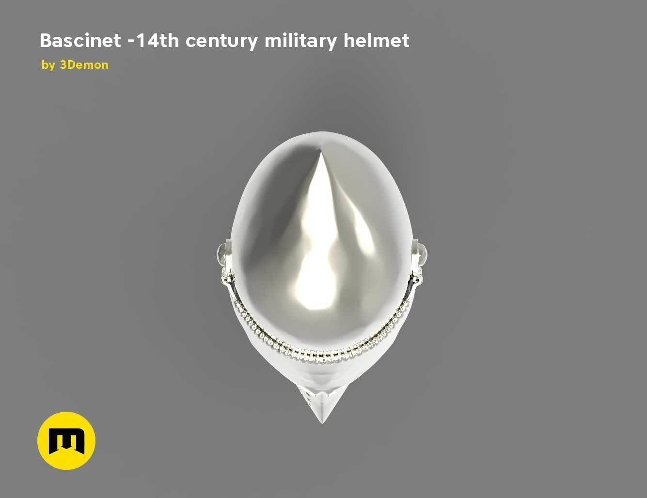 Bascinet -14th century military helmet 3D print model_8