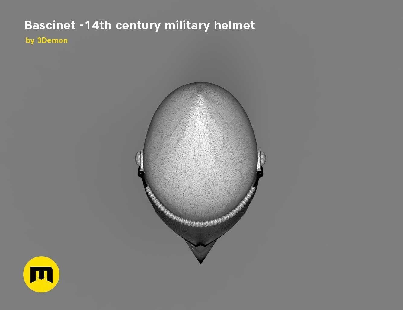 Bascinet -14th century military helmet 3D print model_16